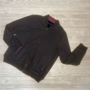 Robert Graham long sleeve double full zip black jacket sweater shirt large